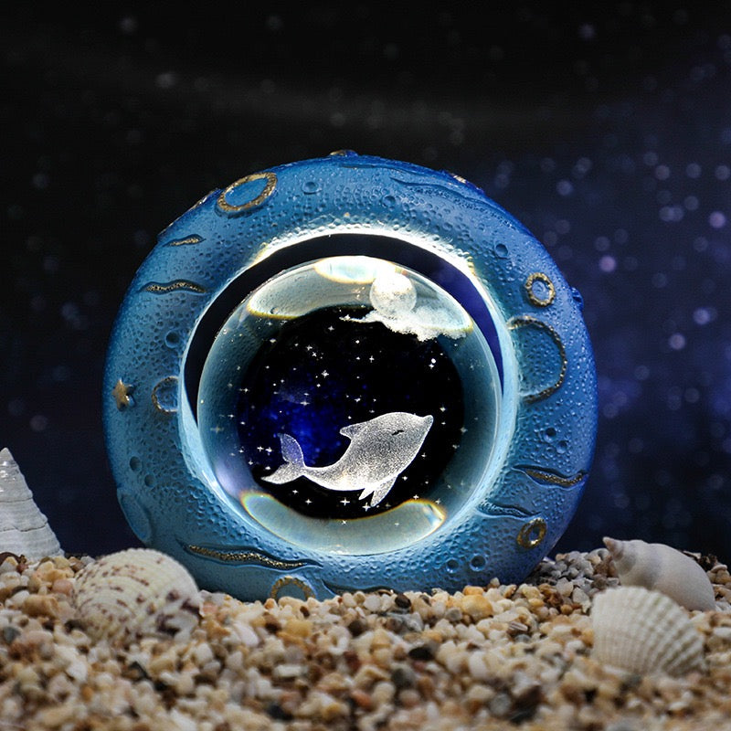 Moon Dolphin Crystal Ball Lamp – Ocean-Inspired Night Light