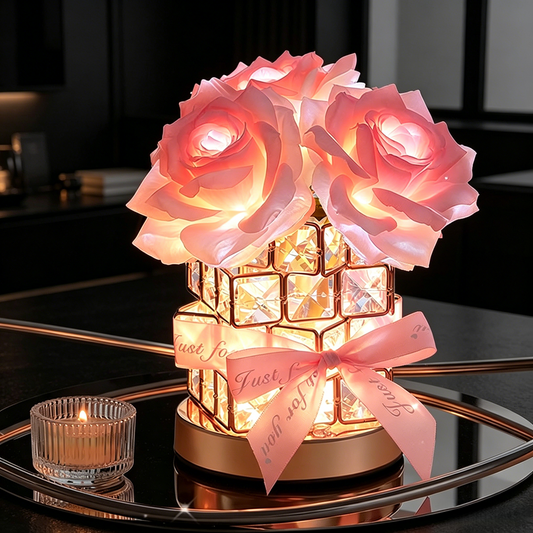 Crystal Rose Lamp – 3-Color Dimmable LED Table Light for Bedroom Decor & Gifts