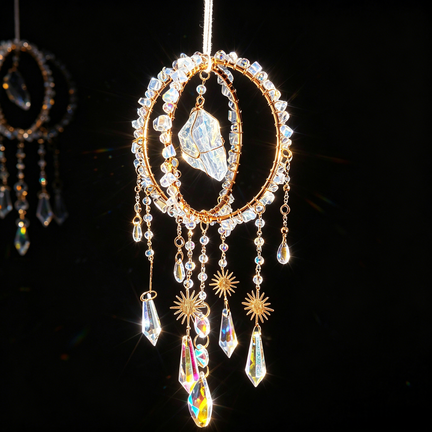 Amethyst Sunlight Catcher – Double Ring Prism Hanging Ornament