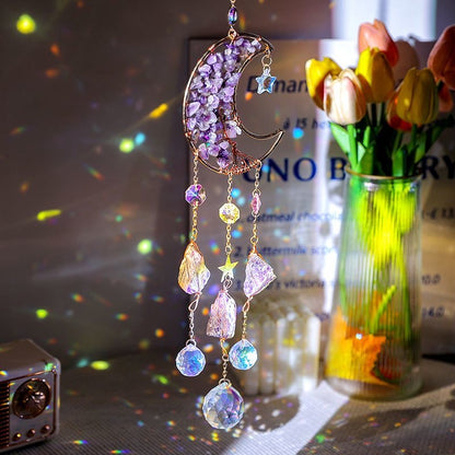 Amethyst Moon Suncatcher – Tree of Life Crystal Prism Decor