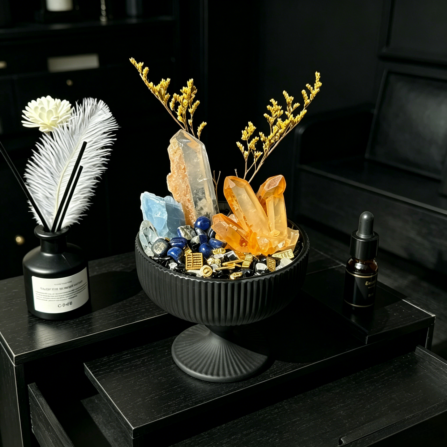 Citrine, Aquamarine & Kyanite Crystal Planter