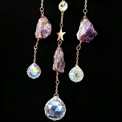 Amethyst Moon Suncatcher – Tree of Life Crystal Prism Decor