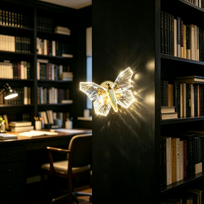 3D Crystal Butterfly Wall Lamp – LED Night Light for Romantic Bedroom Decor & Gift