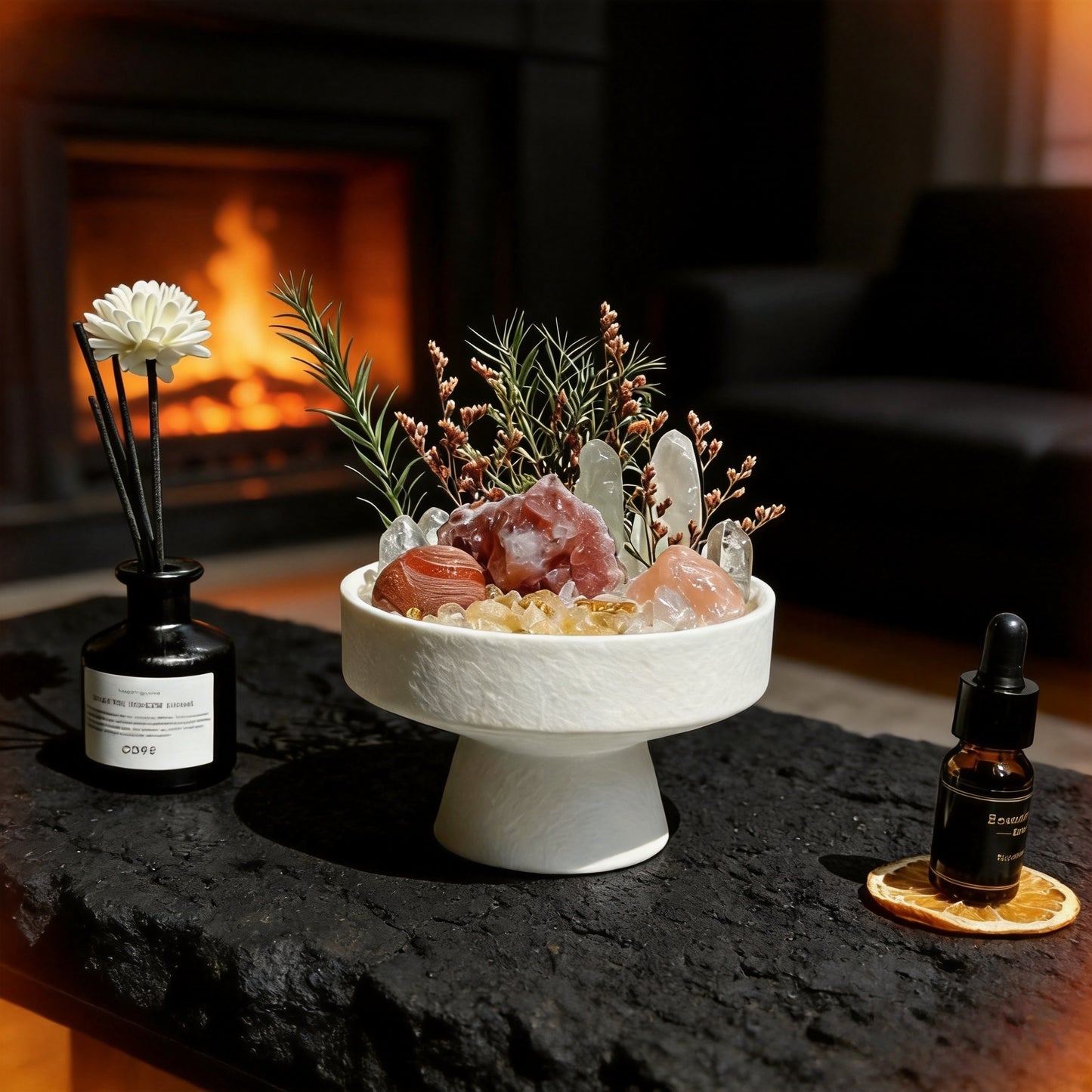 Clear Quartz, Rose Quartz, Red Rutilated Quartz & Tiger’s Eye Crystal Planter – Natural Stone Succulent Pot for Home & Desk Decor